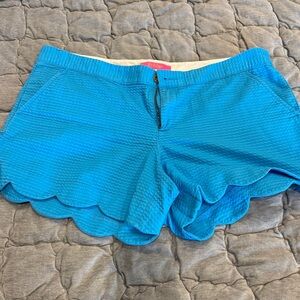 Lilly Pulitzer Vibrant Blue Scalloped High Waist Shorts